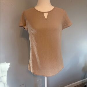 Elegant Tan Short Sleeve Women's Top